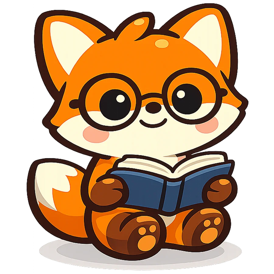 Vulpi fox relaxing with a book